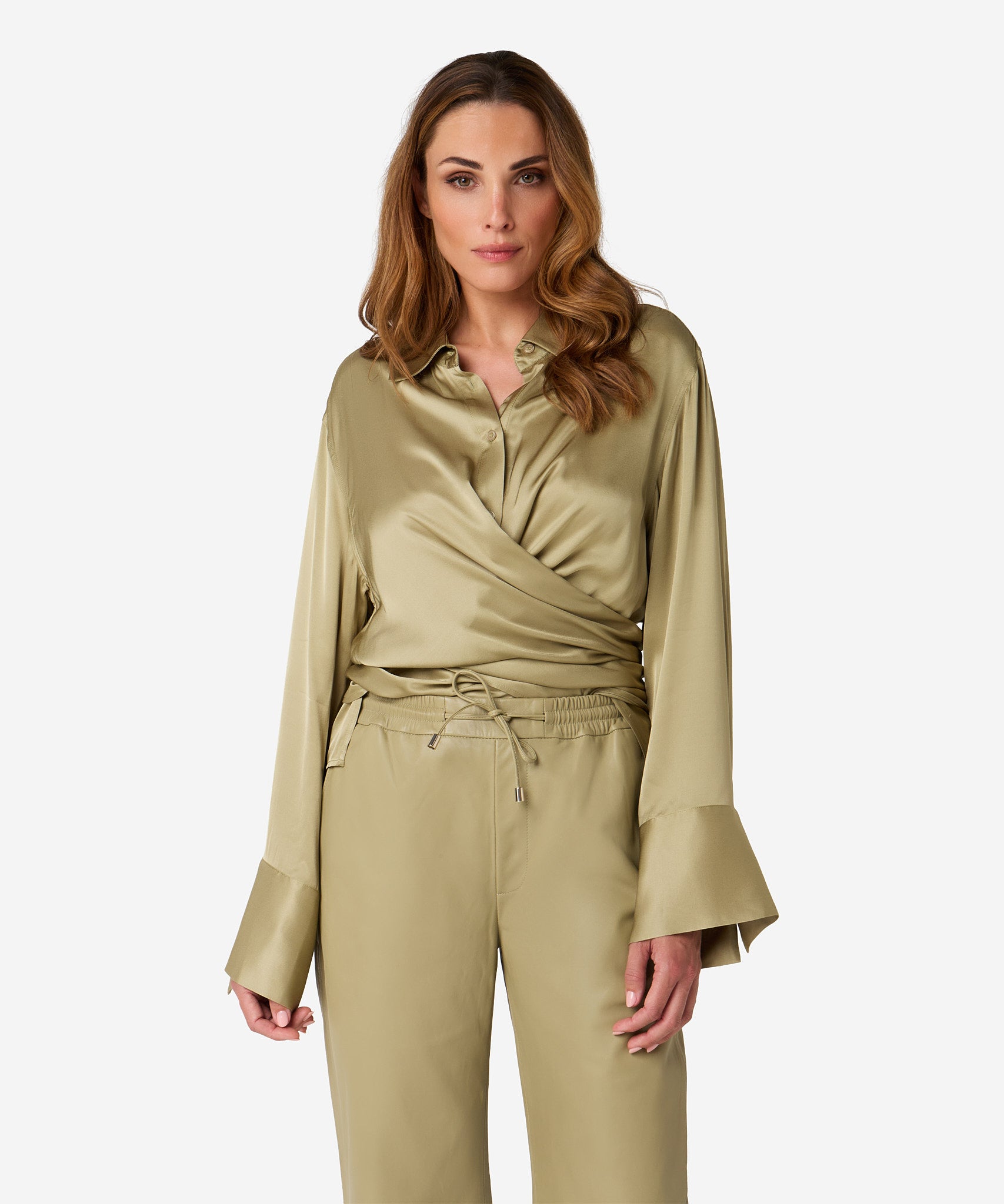 Tatum Satin | Elm Green